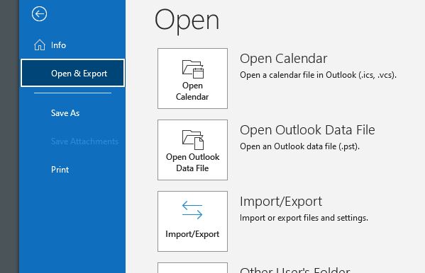 Export Outlook contacts step 1