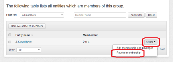 Screenshot - HPC groups - remove member from group