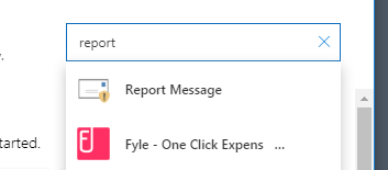 Searching for the Report Email add-in using Outlook web