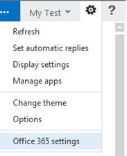 Click Settings Cog then Office 365 Settings